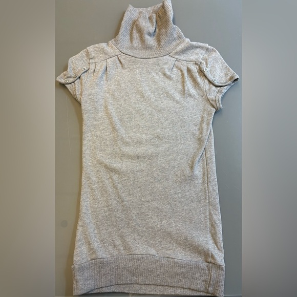 Zara Gray cap sleeve turtleneck cotton cozy knit sweater top women's size Small - Picture 2 of 7